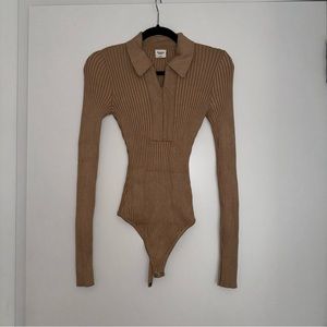 Abercrombie & Fitch Polo Half-Zip Ribbed Bodysuit size Small